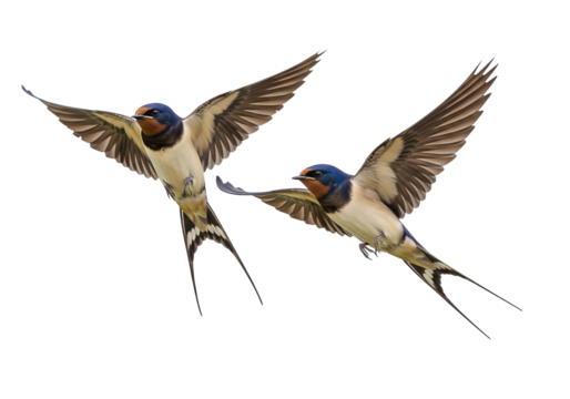 Two Barn Swallows in Flight