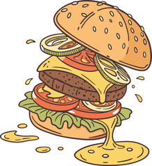 vector illustration of a burger on white background 