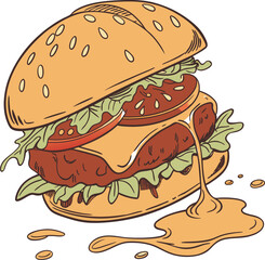 vector illustration of a burger on white background 