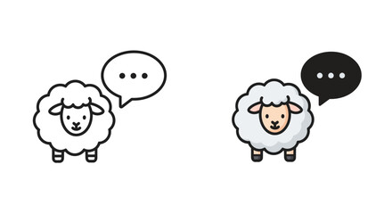 Obraz premium Talking Sheep Icon Set with Speech Bubbles
