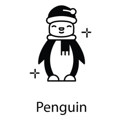 Penguin Vector Illustration Icon for Cold Climate and Seasonal Graphic Use