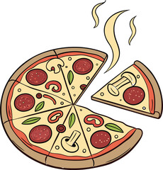 vector illustration of pizza on white background