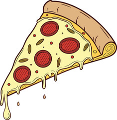 vector illustration of pizza on white background