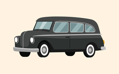 1940s Vintage Hearse Vector Illustration in Classic Style – Retro Funeral Car Design for Automotive History and Nostalgic Art Projects