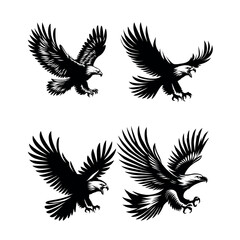 vector illustration Set of bald eagle silhouette, 