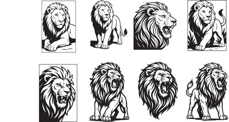 Dynamic Lion Vector Art Collection