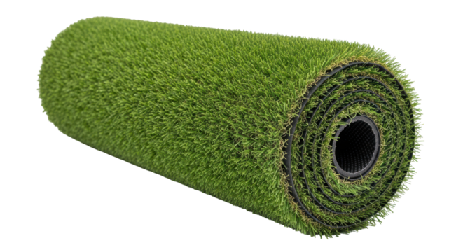 Isolated Roll of Artificial Grass