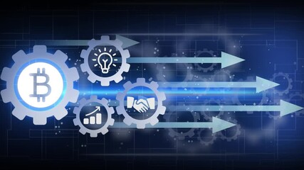 bit coin stable coin currency business and digital money hologram symbol appears on a digital background. digital money logo with rotation HUD UI circle technology interface and futuristic elements.