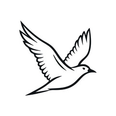 (Graceful White Bird in Flight. Stylized avian creature with expansive wings ascends against a deep void. This emblem embodies serenity, optimism, and unchained liberty.)