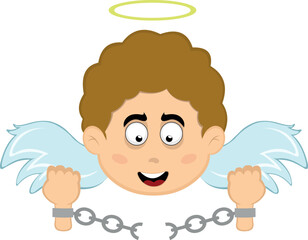 vector illustration face angel character cartoon, breaking chains in freedom and enmancipation