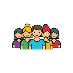 Fototapeta premium (Diverse Group of People Smiling. A cheerful assembly of individuals represents collaboration, friendship, and social connection. Symbolizes community, teamwork, and inclusion.)