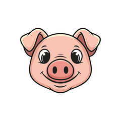 (Cute Smiling Piggy Face. An endearing porcine visage with a joyful expression. This charming animal conveys innocence and cheerfulness, ideal for whimsical themes.)