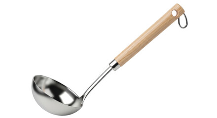 Isolated Ladle with Wooden Handle