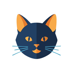 (Stylized Feline Head Icon. A striking minimalist depiction of a domestic animal's visage. Its contrasting hues suggest a nocturnal or festive spooky atmosphere.)