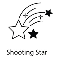 Vector Icon of Shooting Star with Sparkling Tail and Starry Design