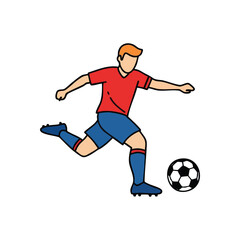 (Soccer Player Kicks Ball. Dynamic illustration of an athlete striking a football. This image conveys the essence of competitive sport, vigor, and active pursuit.)