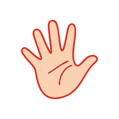 (Friendly Hand Palm Greeting. Vibrant cartoon appendage illustrating an open gesture. This graphic icon conveys welcome, a halt, or a cheerful acknowledgement. Clean design on dark.)