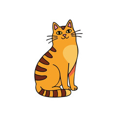 (Cute Orange Striped Feline Illustration. Charming ginger tabby kitten artwork with a delightful expression. This cheerful domestic pet drawing evokes warmth and playful joy.)