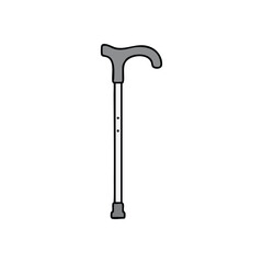 (Adjustable Mobility Assistance Graphic. Clean illustration of a modern walking stick. This essential device helps maintain balance and promotes independence. Symbolizes elder care, healing, and.)