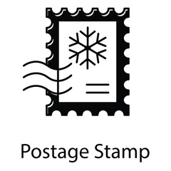 Christmas Postage Stamp Icon with Holiday Mail and Festive Design Elements