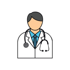 Fototapeta premium (Medical Professional Icon Illustration. Clean vector illustration of a physician with a stethoscope. Represents healthcare, expertise, and assistance in the medical field.)