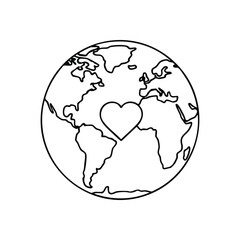 (Global Heart Earth Symbol Outline. Elegant graphic portraying universal compassion and togetherness. A profound emblem of international solidarity and planetary welfare.)