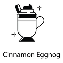 Vector Icon of Cinnamon Eggnog Glass with Holiday Spice and Flavor