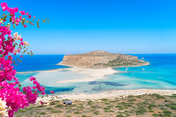 beautiful nature of Balos beach, Crete Greece, toned