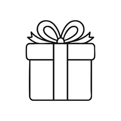 (Minimalist Gift Box Icon. This sleek graphic depicts a festive parcel, symbolizing generosity, appreciation, and delightful surprises for any joyous event.)