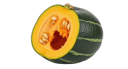 Isolated Green pumpkin cut