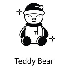 Vector Illustration of Christmas Teddy Bear with Santa Hat Icon