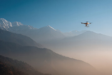 Fototapeta na wymiar airplane in the mountains