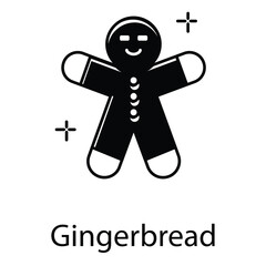 Cute Gingerbread Man Cookie Vector Icon for Christmas Holiday Illustration