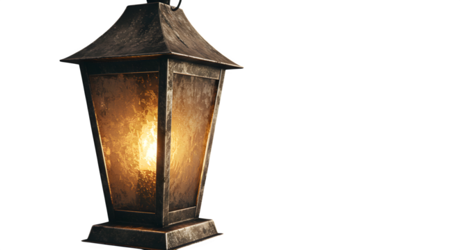 Bronze lantern glows on black. Grunge texture, dark lighting. For Halloween promotions, gothic branding, spooky posters.