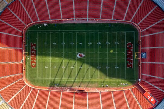 Top Down Drone Shot of Arrowhead Stadium Football Field
