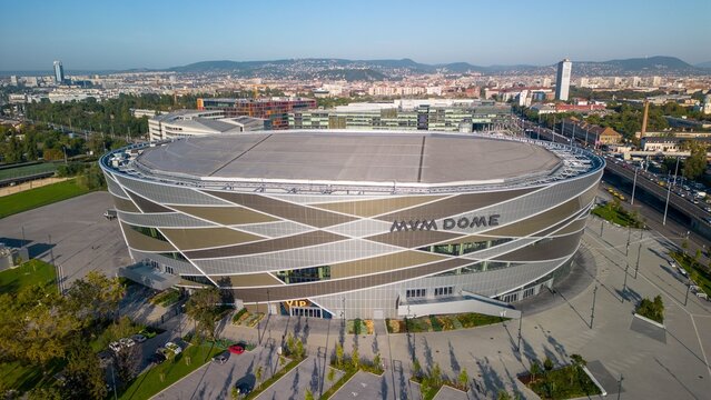Aerial View of MVM Dome Sports Arena in Budapest, Hungary