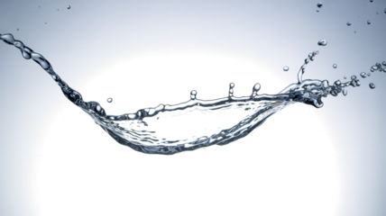 Water's Dance: A graceful display of liquid art as a wave of crystal-clear water arches through the air, showcasing the natural elegance of fluid dynamics and aquatic purity.