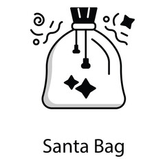 Santa Bag Vector Icon for Christmas Gift Delivery and Holiday Celebration