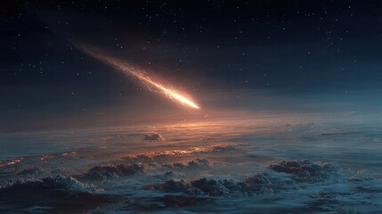 Fireball glowing on Earth, stars visible beyond