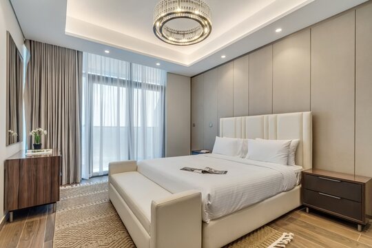 Inviting vacation rental apartment with fully furnished, contemporary interiors. Vacation rental collection or series.