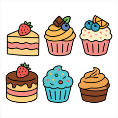 set of vector Cupcake Icon 