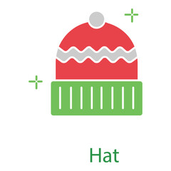 Knitted Red Winter Hat with Pom Pom Vector Icon