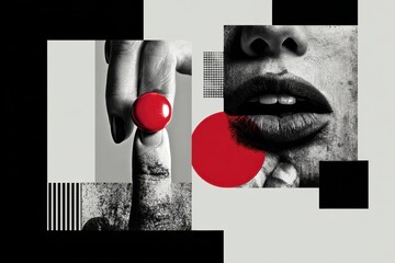 Hand holding red button ready to push it, symbol of decisive action and potential trigger for important decisions