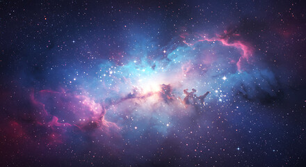 Naklejka premium A Stunning Nebula Displayed with Vibrant Colors and a Plethora of Stars