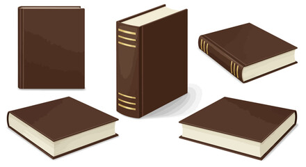 Elegant brown hardcover books displayed from multiple angles showcasing their classic design and crisp pages, perfect for study or library themes.