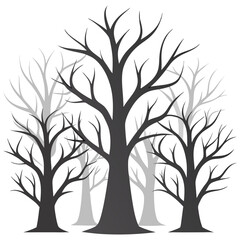 Obraz premium Stylized Black and Grey Trees, Vector Illustration of Silhouetted Branches
