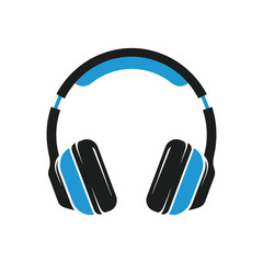 Black and Blue Headphones Illustration.