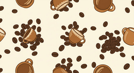 Obraz premium Coffee Bean and Cup Pattern for Aromatic Designs