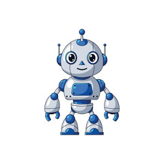 Cute Cartoon Robot on White Background.