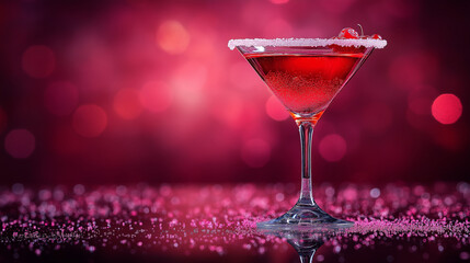 Savor this decadent cherry martini with sugared rim, perfect for celebratory moments and upscale nightlife.